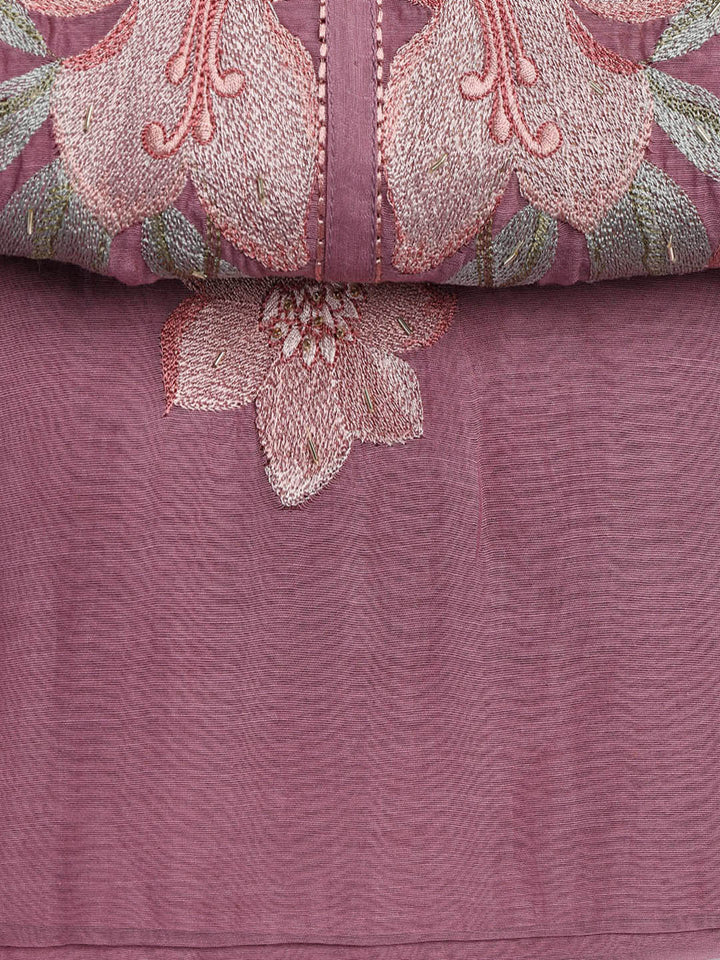 Embroidery Chanderi Unstitched Suit With Dupatta