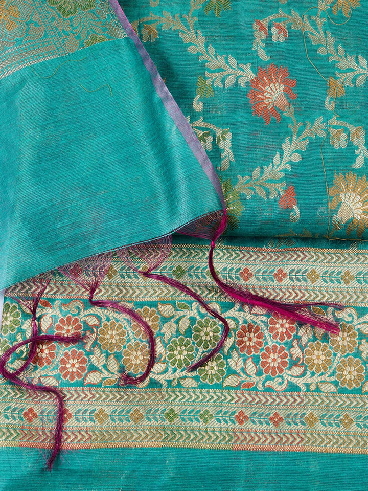 Woven Chanderi Unstitched Suit With Dupatta