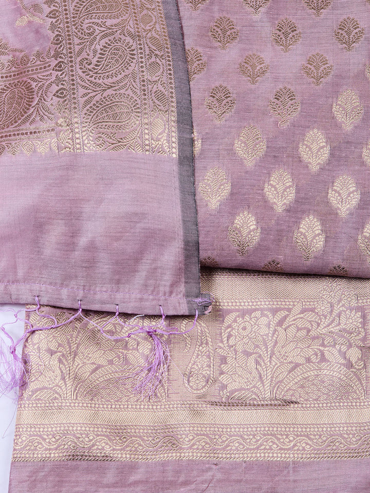 Woven Chanderi Unstitched Suit With Dupatta