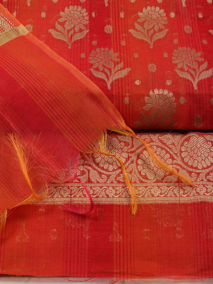Woven Chanderi Unstitched Suit With Dupatta