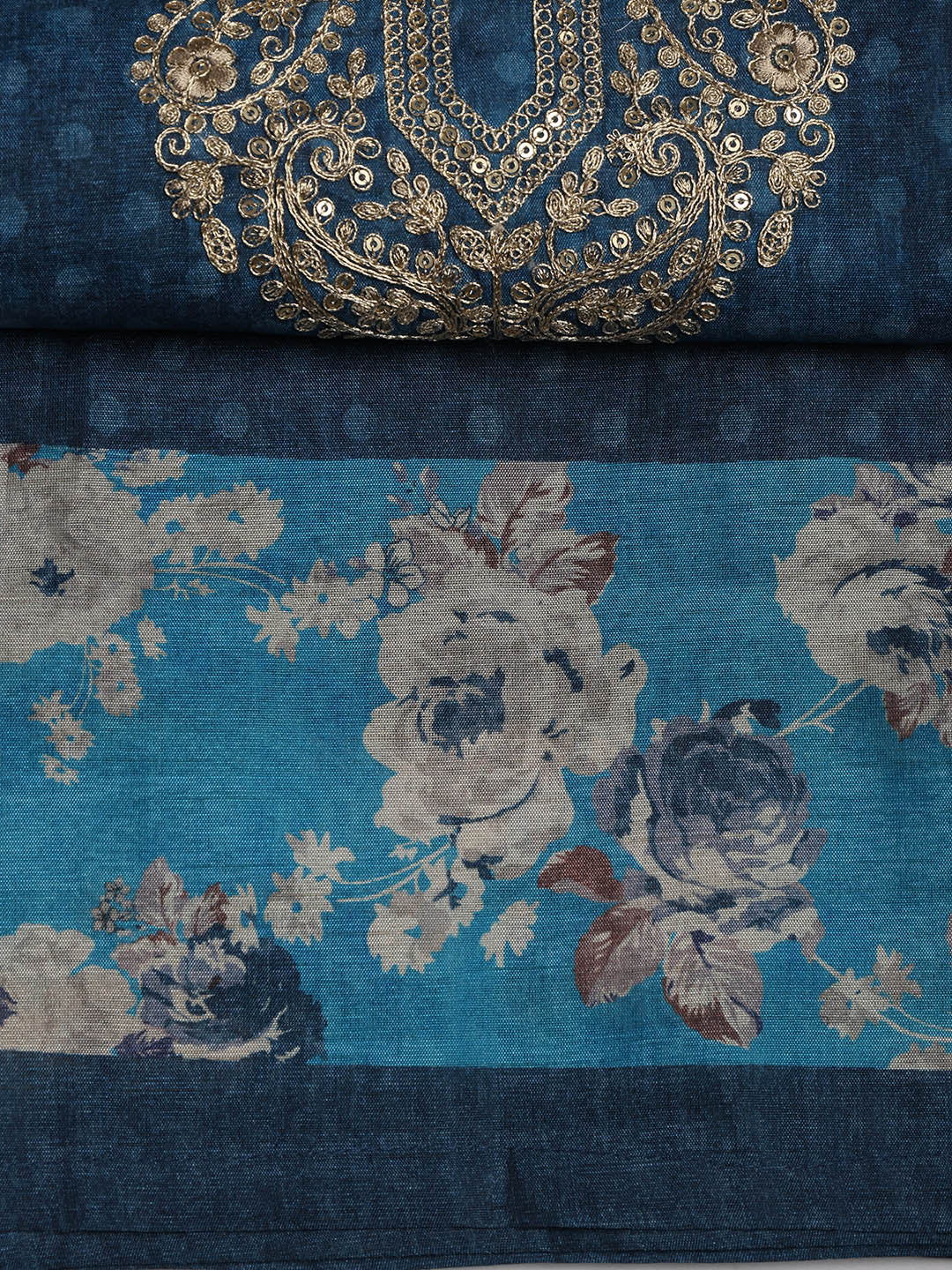 Embroidered Chanderi Unstitched Suit Piece With Dupatta