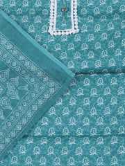 Neck Work Cotton Blend Unstitched Suit With Dupatta