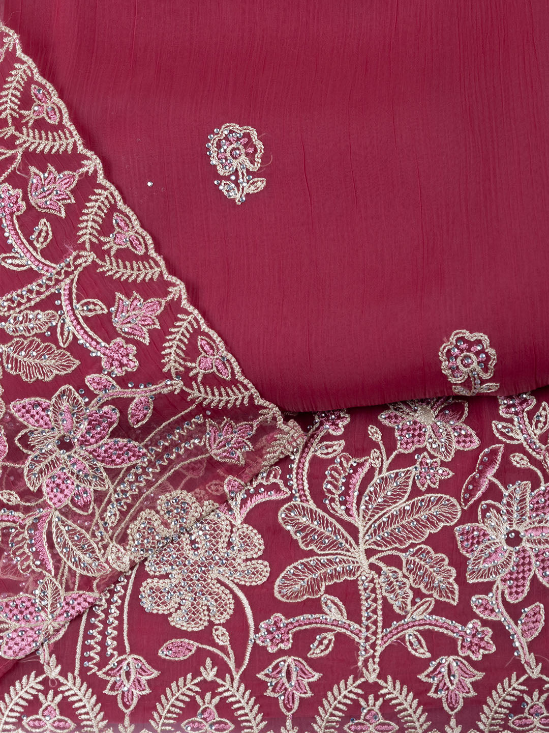 Embroidered Organza Unstitched Suit With Dupatta