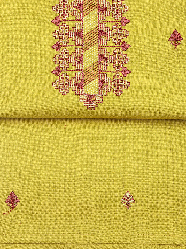 Neck Embroidered Cotton Blend Unstitched Suit With Dupatta