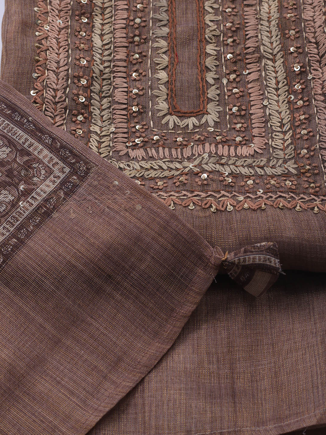 Embroidered Tissue Unstitched Suit Piece With Dupatta