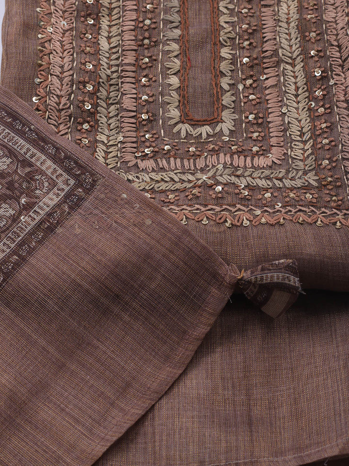 Embroidered Tissue Unstitched Suit Piece With Dupatta