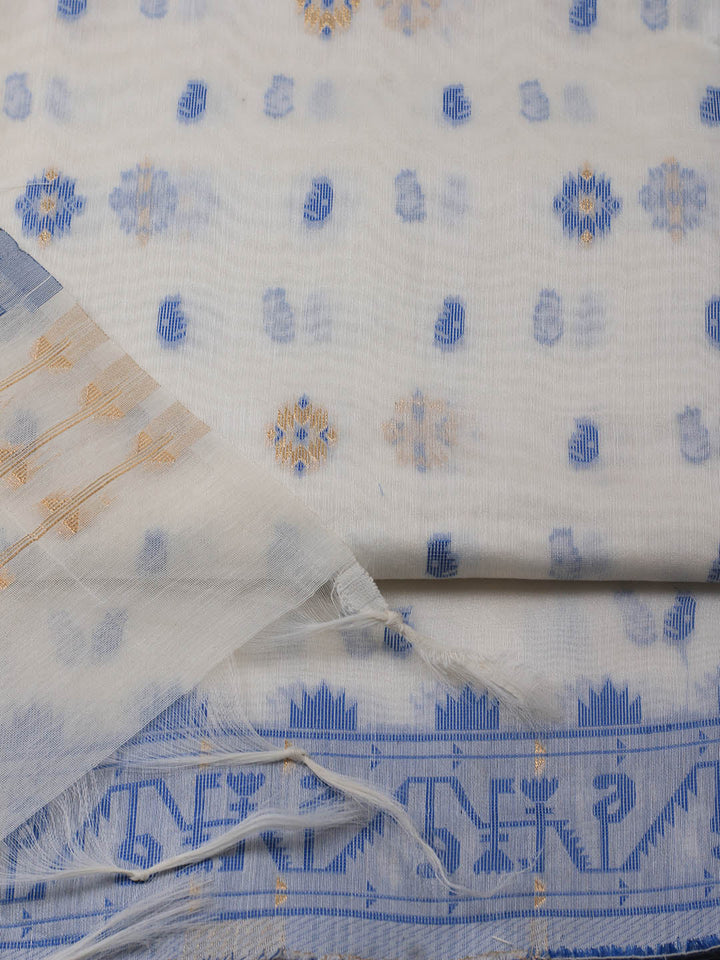 Jamdani Chanderi Unstitched Suit Piece With Dupatta