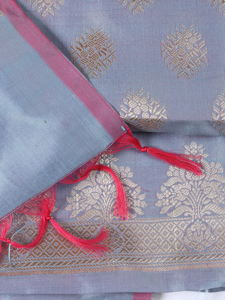 Woven Chanderi Unstitched Suit Piece With Dupatta