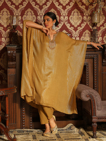 Sequin Embroidered Georgette Kaftan Kurti With Pants