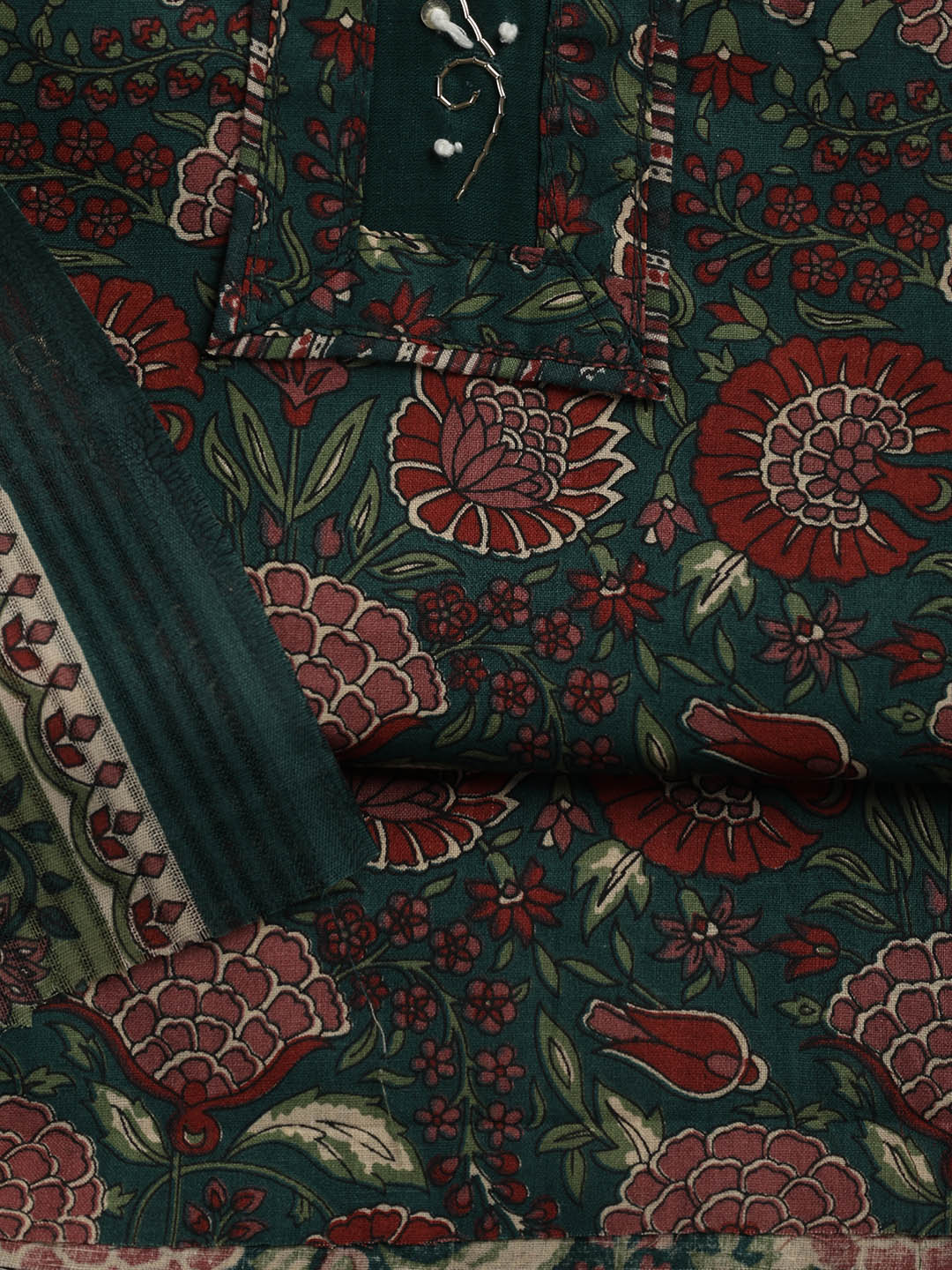 Printed Cotton Blend Unstitched Suit With Dupatta