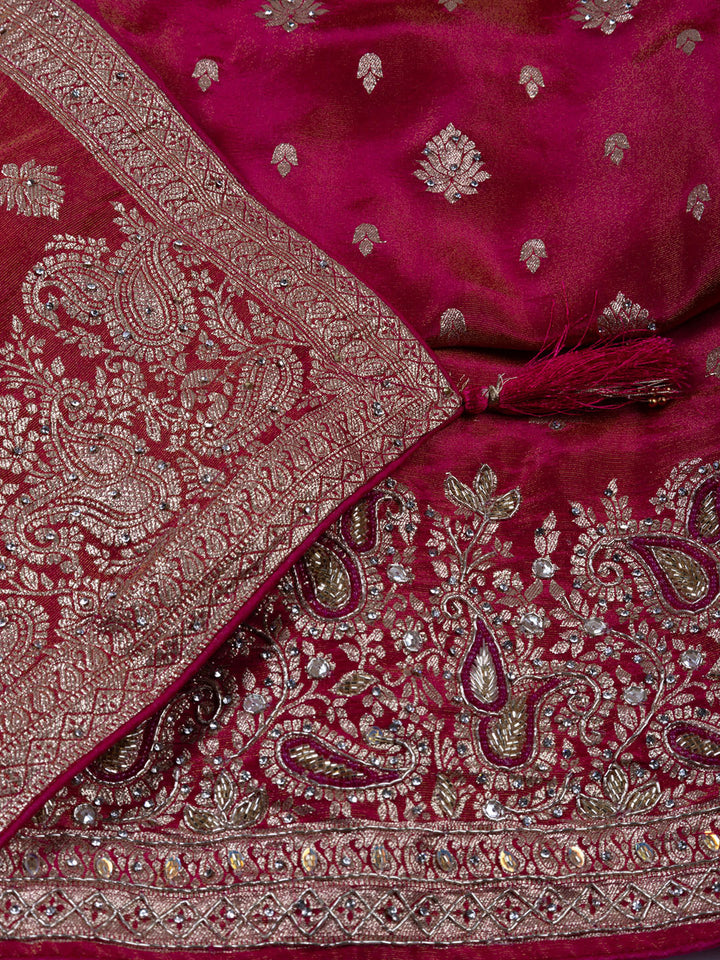 Embroidered Tissue Unstitched Suit With Dupatta