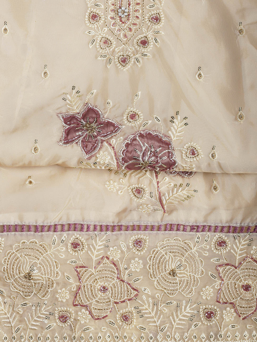 Embroidered Organza Unstitched Suit Piece With Dupatta