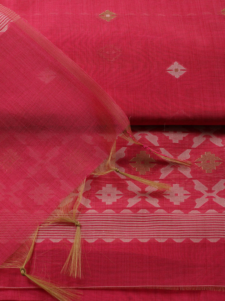 Jamdani Chanderi Unstitched Suit Piece With Dupatta