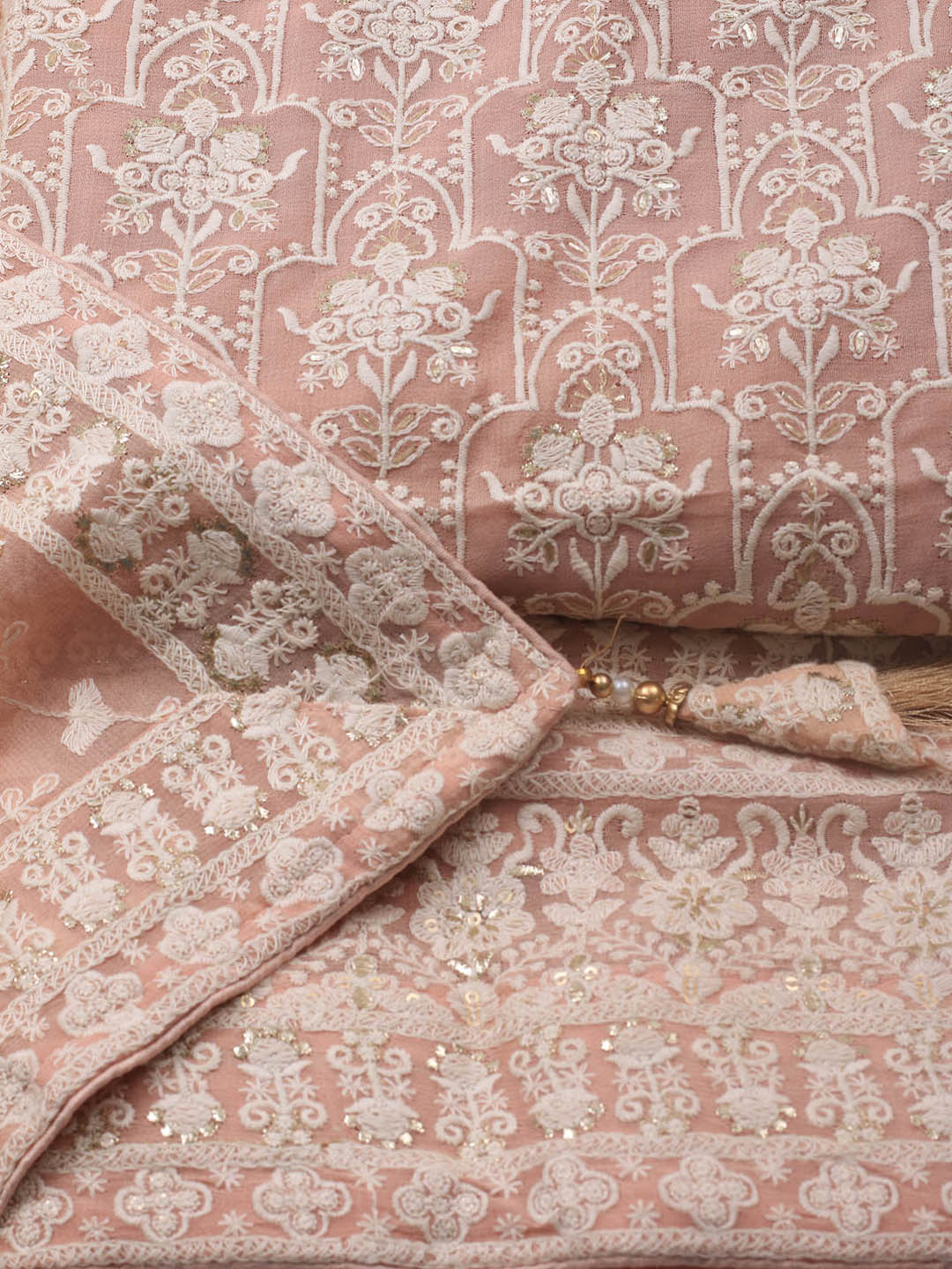 Embroidered Georgette Unstitched Suit Piece With Dupatta