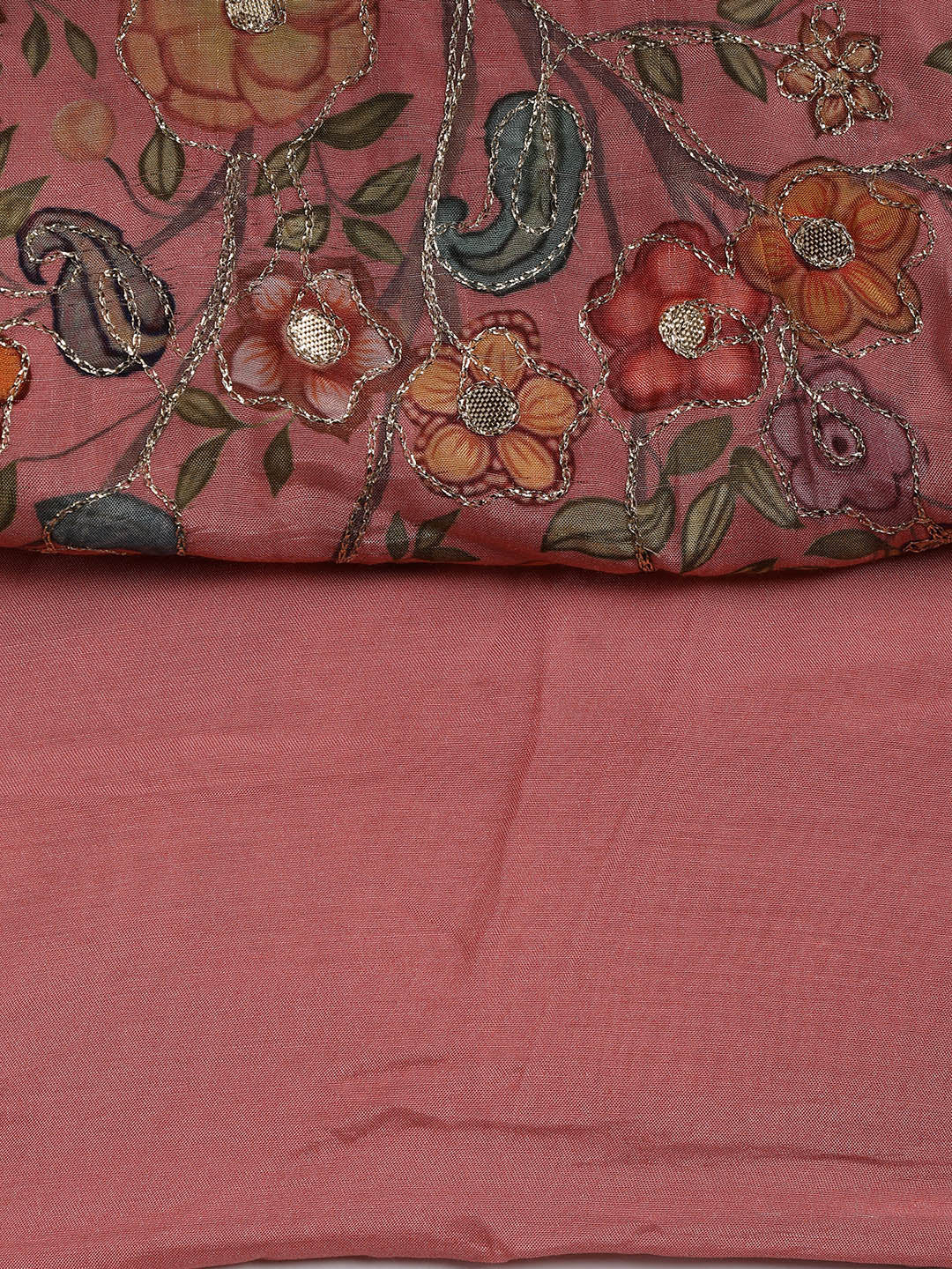 Gota Work Muslin Unstitched Suit Piece With Dupatta