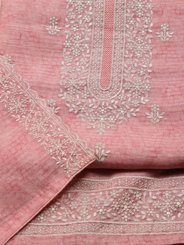 Neck Embroidered Cotton Unstitched Suit With Dupatta