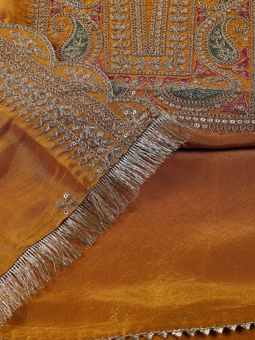 Neck Embroidered Tissue Unstitched Suit With Dupatta