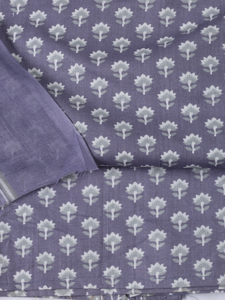 Neck Patti Cotton Blend Unstitched Suit With Dupatta
