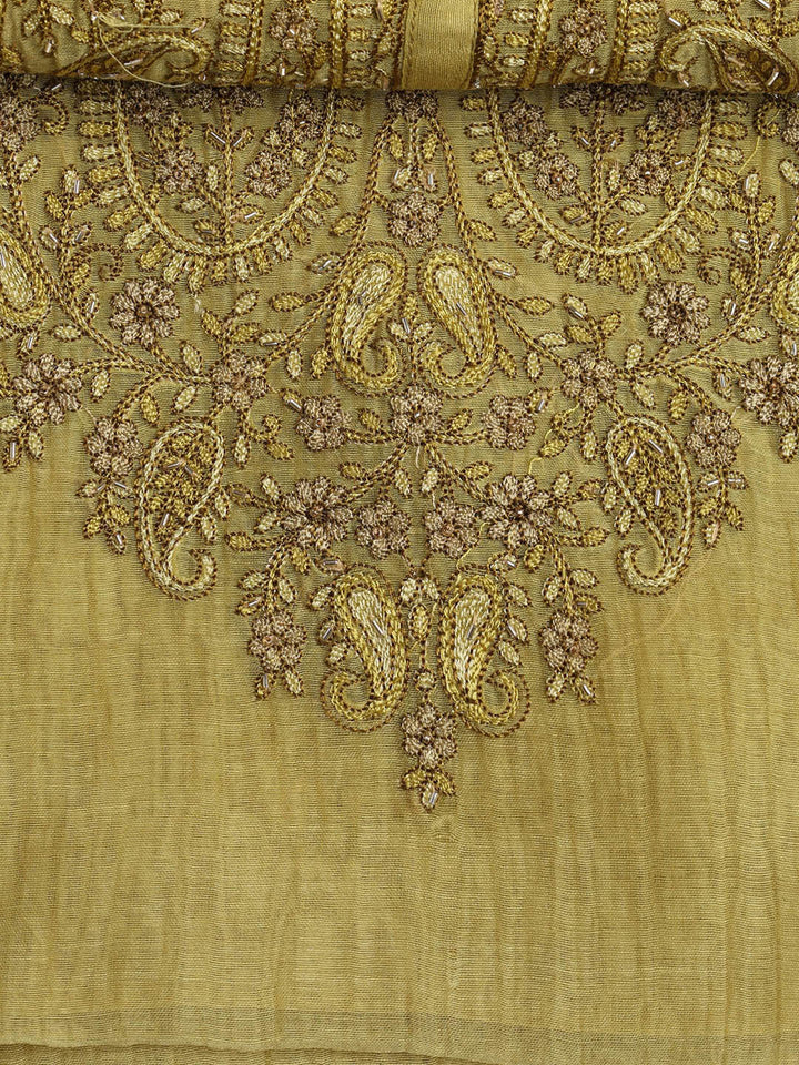 Embroidery Chanderi Unstitched Suit With Dupatta