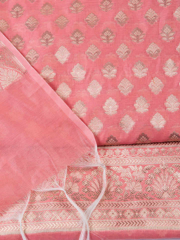 Woven Chanderi Unstitched Suit With Dupatta