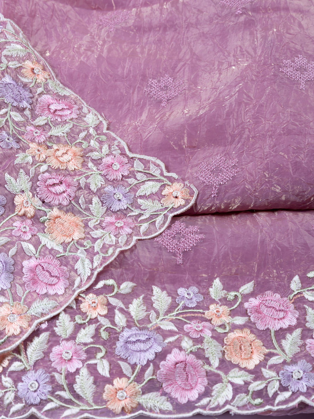Embroidered Tissue Unstitched Suit With Dupatta