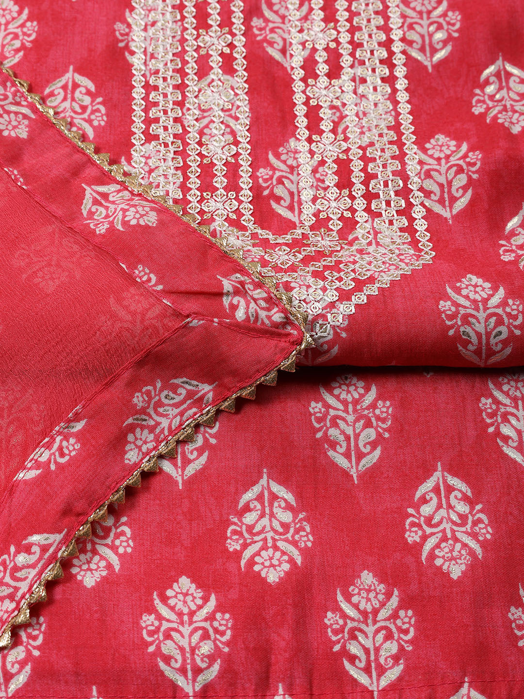 Neck Embroidery Cotton Unstitched Suit Dupatta