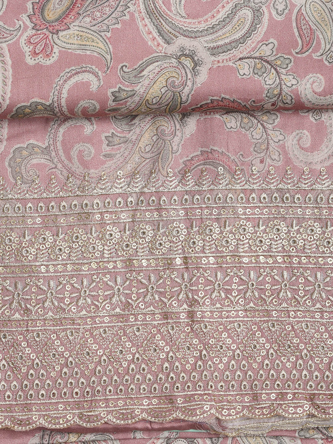 Embroidered Muslin Unstitched Suit With Dupatta