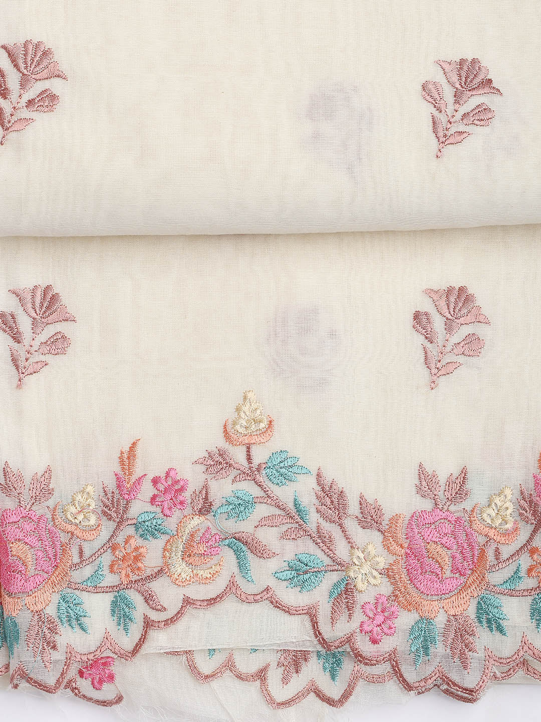 Embroidery Border Chanderi Unstitched Suit With Dupatta