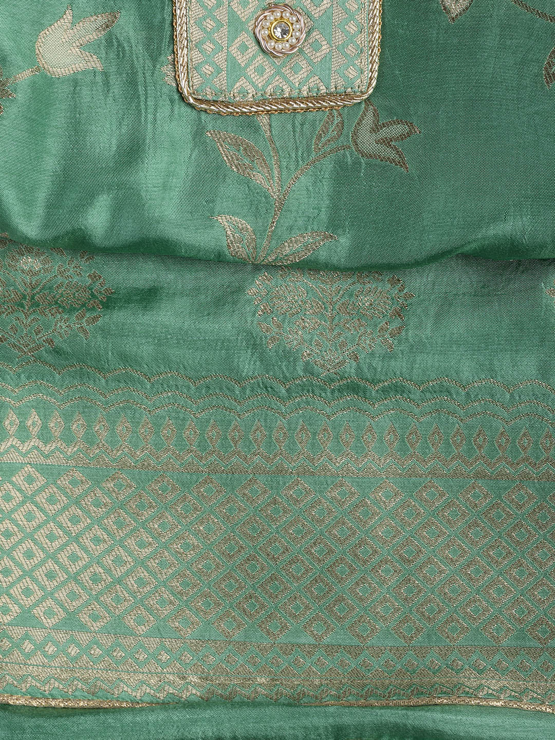 Embroidery Chanderi Unstitched Suit With Dupatta