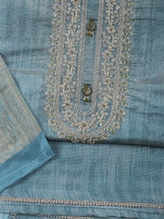 Neck Embroidered Tissue Unstitched Suit Piece With Dupatta