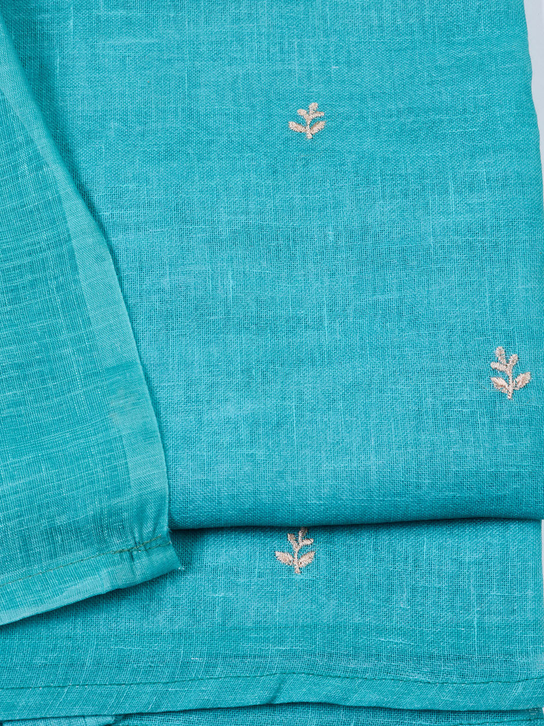 Neck Embroidered Cotton Blend Unstitched Suit With Dupatta