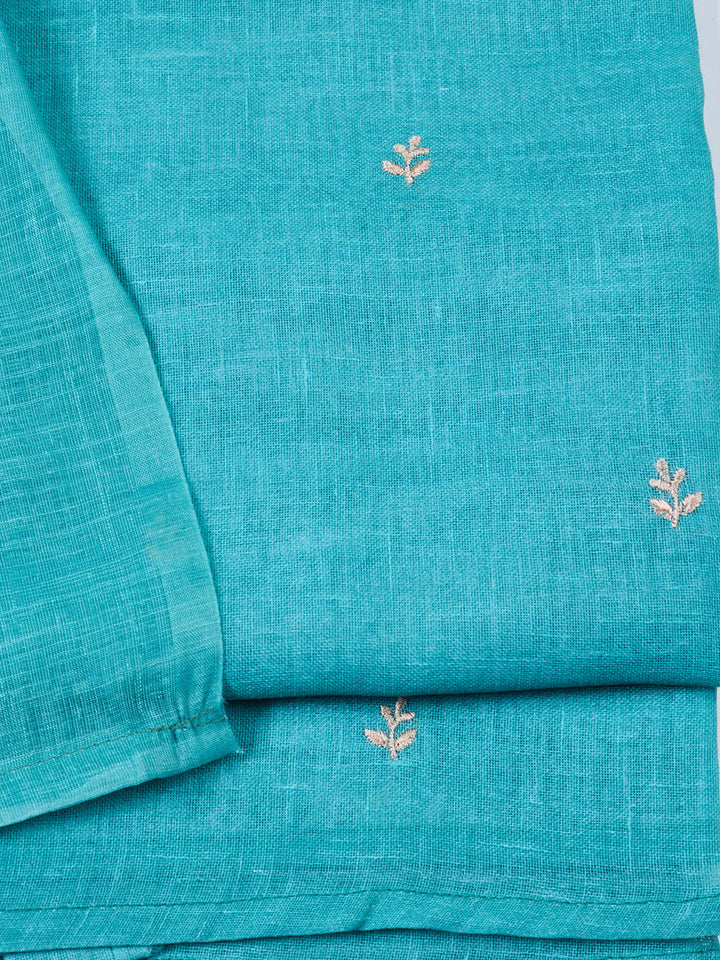 Neck Embroidered Cotton Blend Unstitched Suit With Dupatta