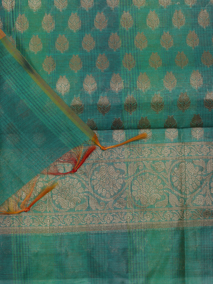 Woven Design Chanderi Unstitched Suit With Dupatta