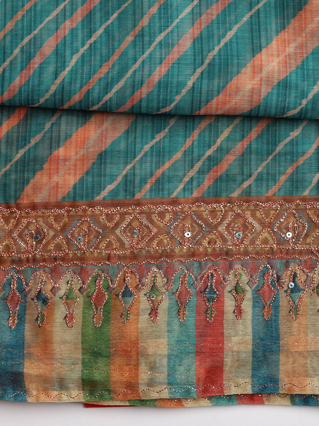 Printed Chanderi Unstitched Suit Piece With Dupatta