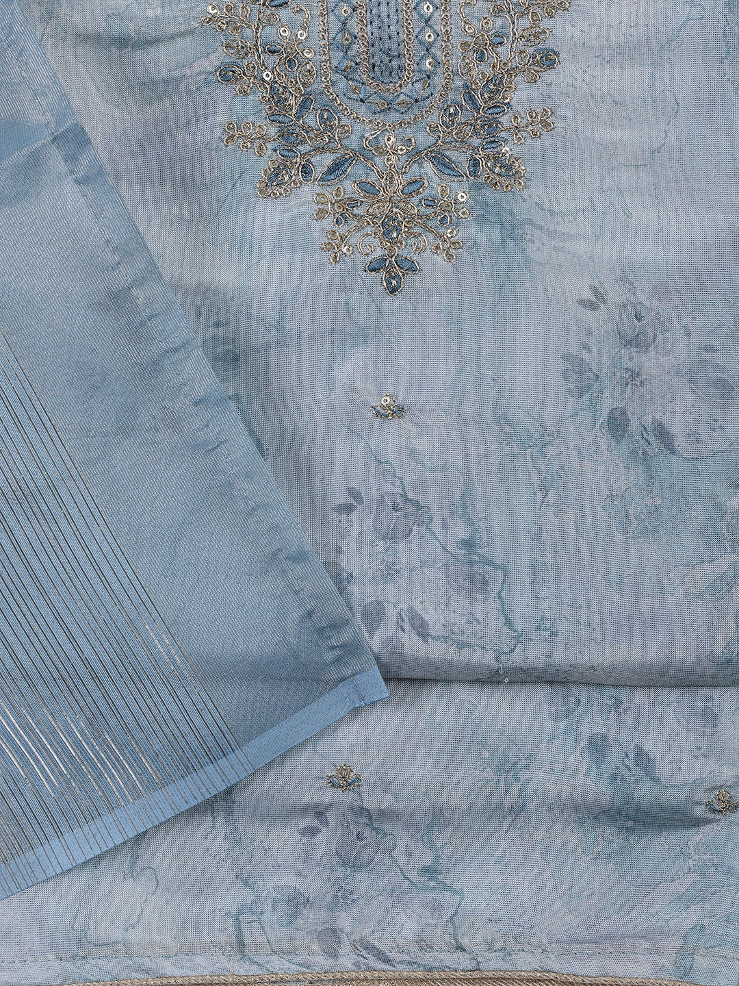 Neck Embroidery Tissue Unstitched Suit With Dupatta