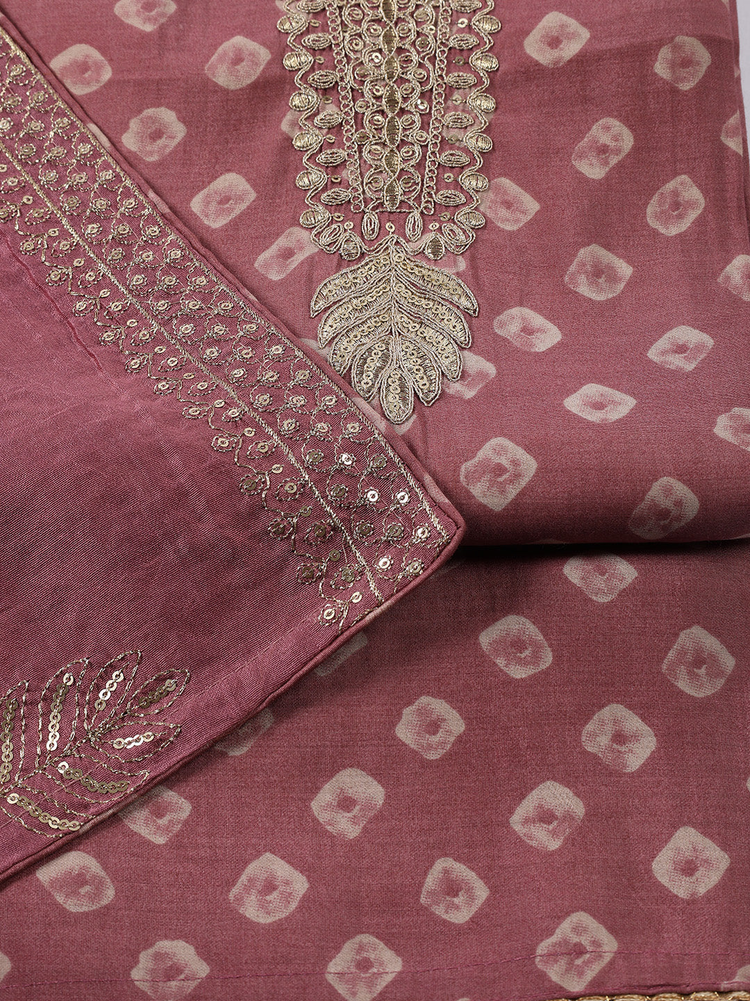 Neck Embroidered Cotton Blend Unstitched Suit With Dupatta