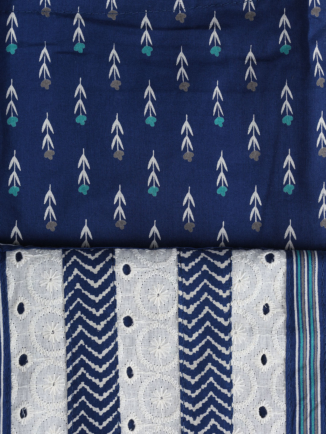 Printed Cotton Blend Unstitched Suit With Dupatta