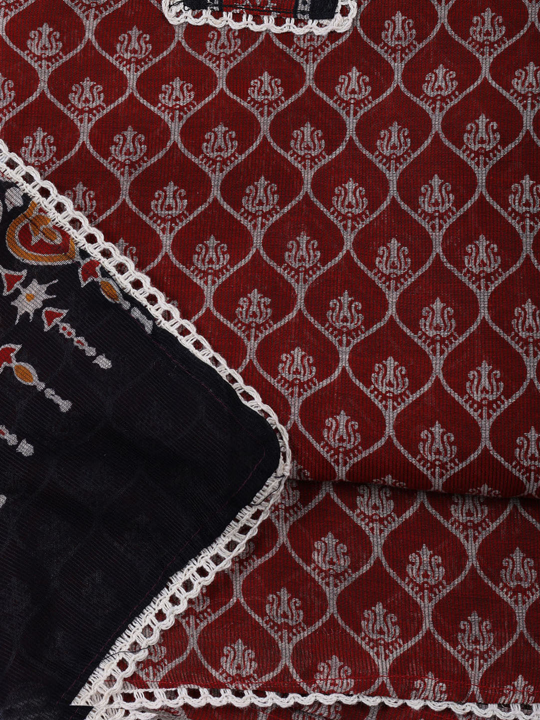 Printed Cotton Blend Unstitched Suit With Dupatta
