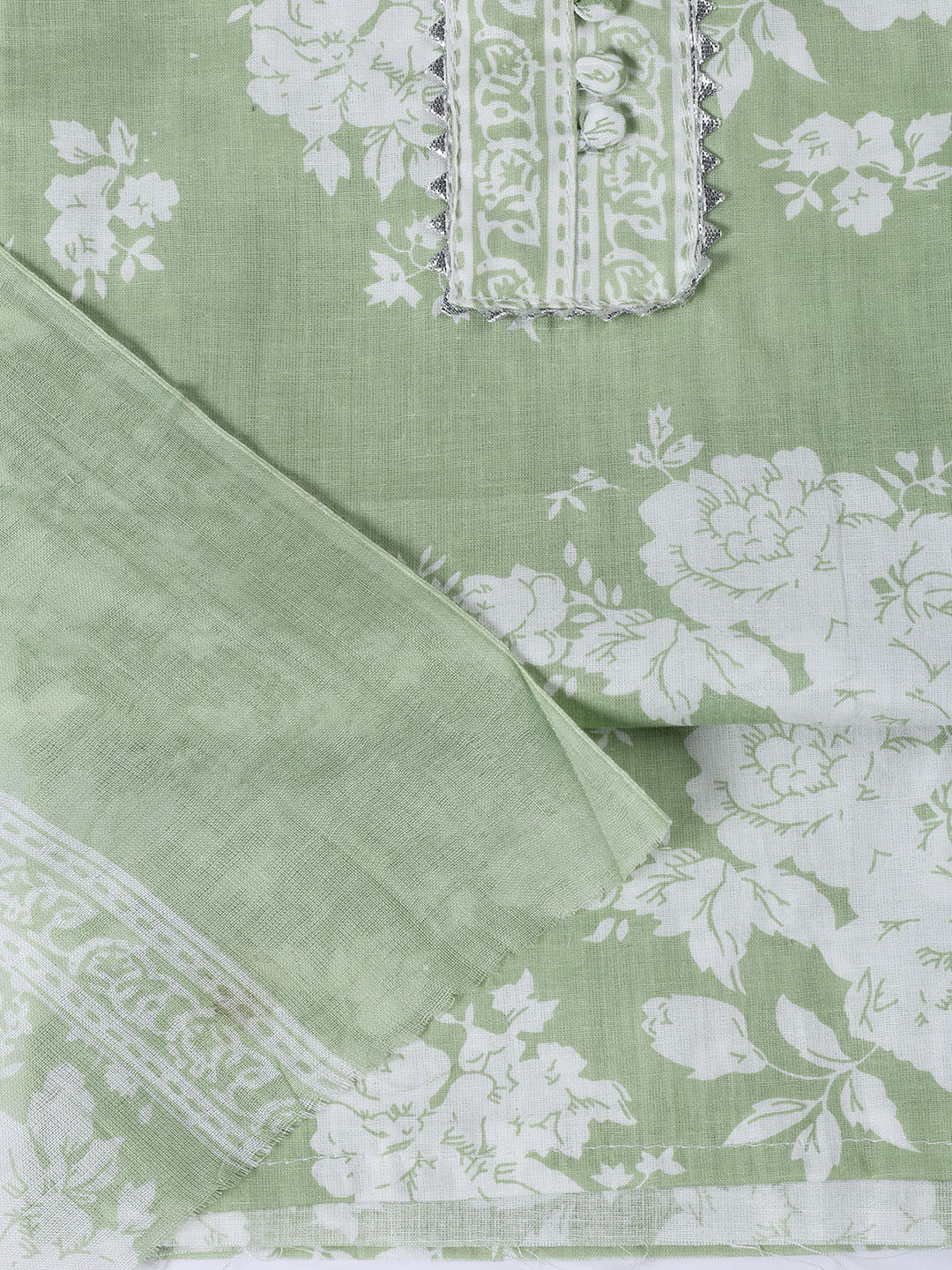 Neck Patti Cotton Blend Unstitched Suit With Dupatta