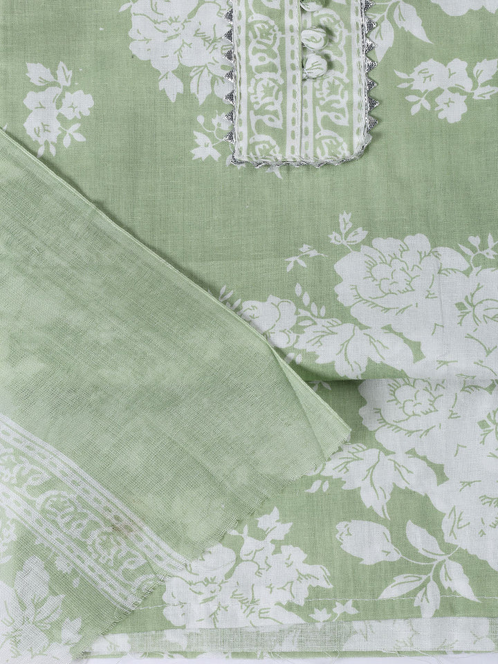 Neck Patti Cotton Blend Unstitched Suit With Dupatta