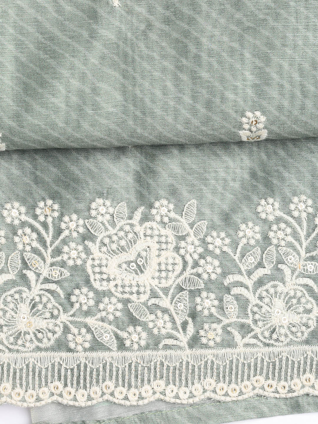 Embroidered Chanderi Unstitched Suit Piece With Dupatta