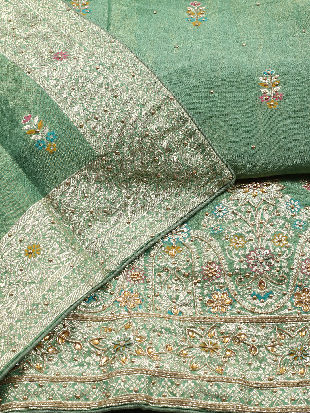 Woven Tissue Unstitched Suit Piece With Dupatta
