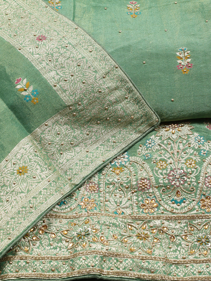 Woven Tissue Unstitched Suit Piece With Dupatta