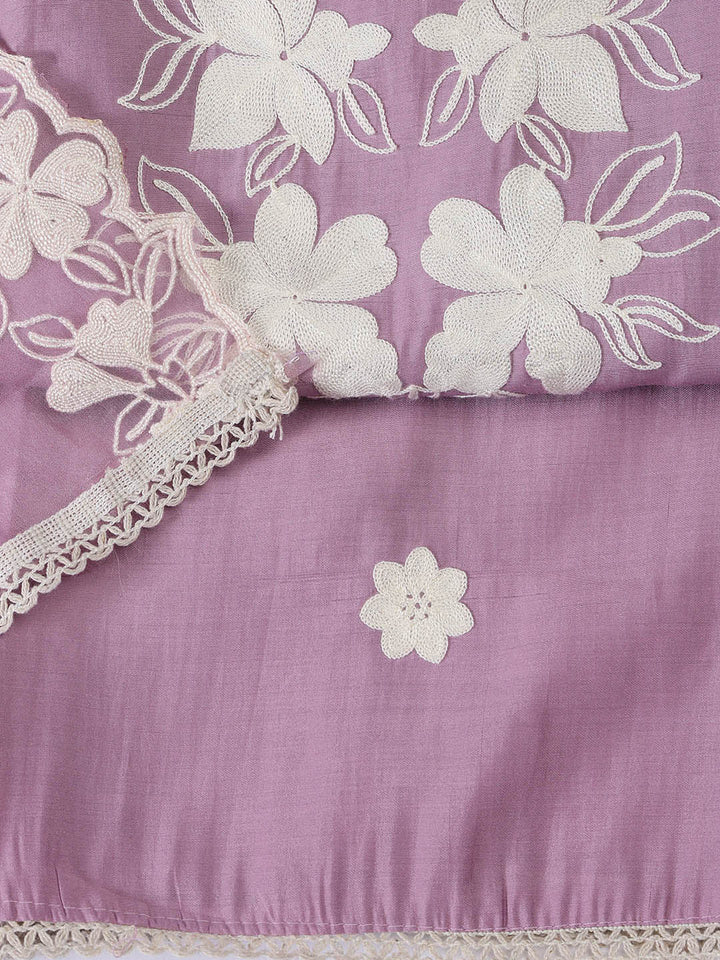 Neck Embroidery Chanderi Unstitched Suit With Dupatta