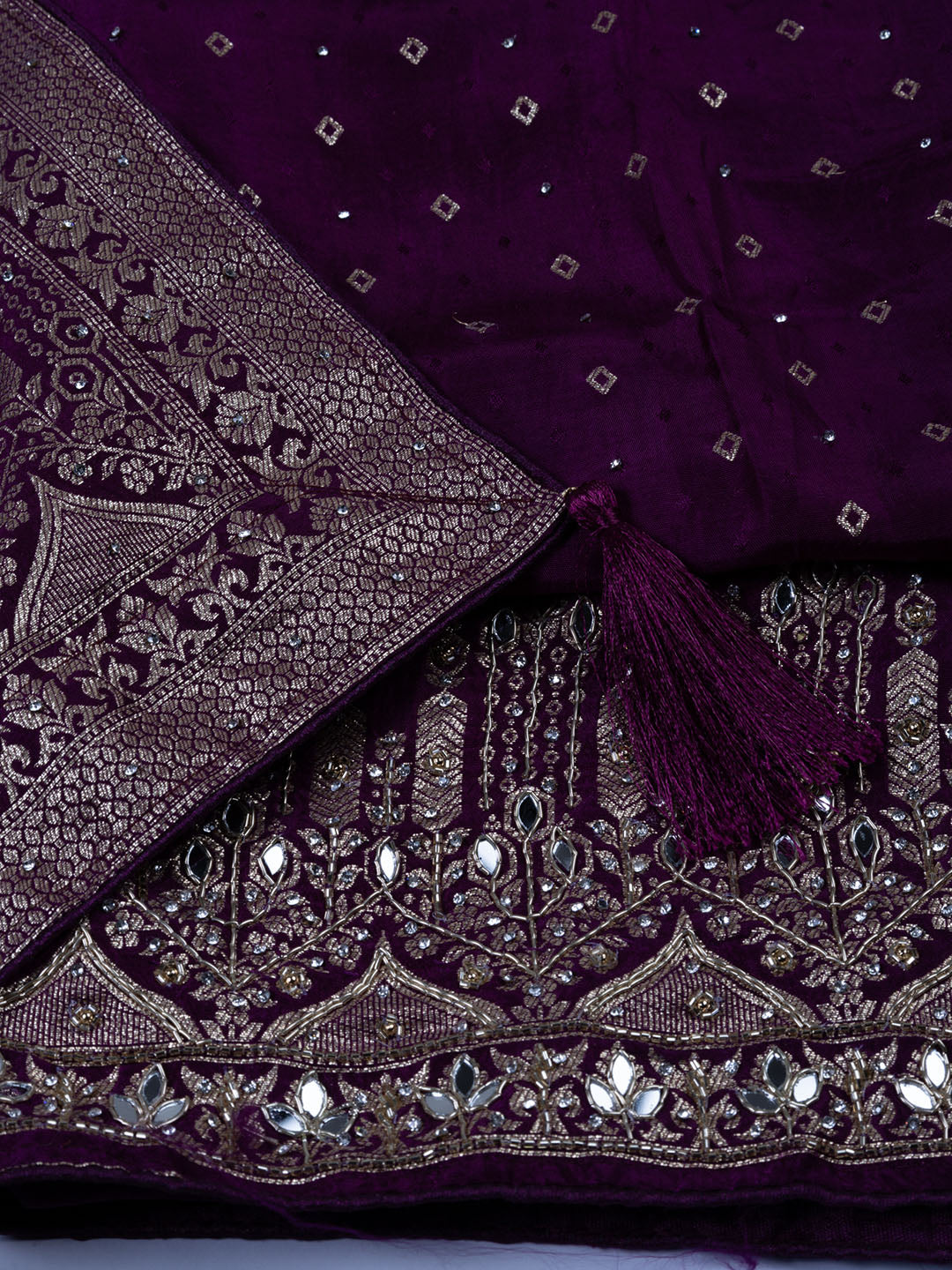 Booti Work Art Silk Unstitched Suit Piece With Dupatta