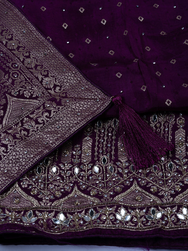Booti Work Art Silk Unstitched Suit Piece With Dupatta