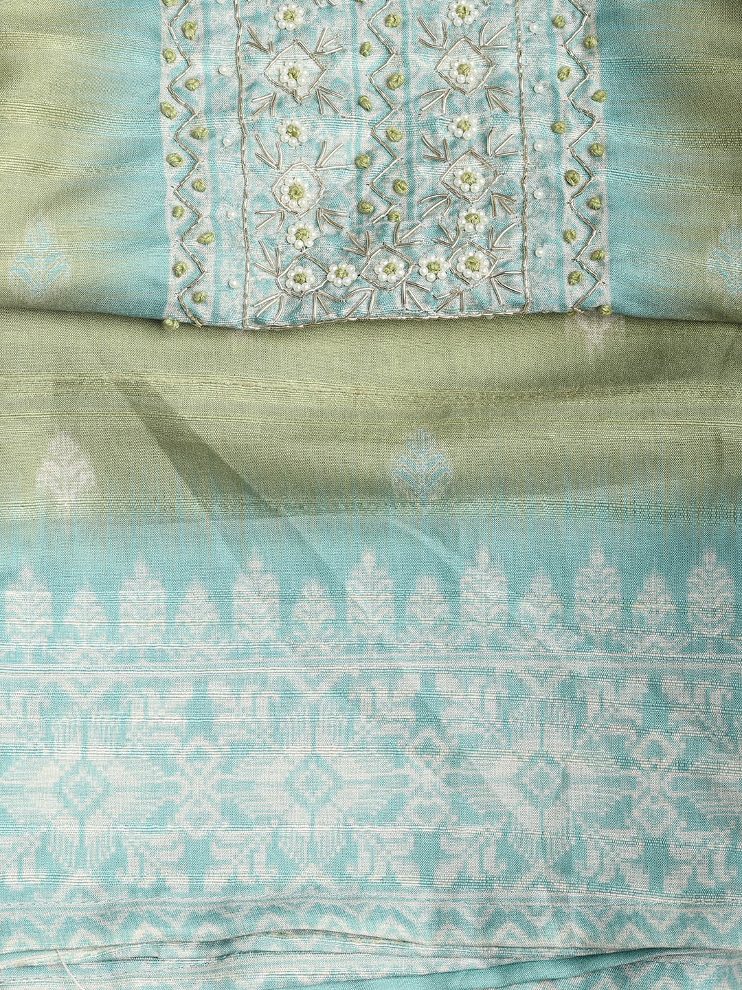 Embroidered Chanderi Unstitched Suit Piece With Dupatta