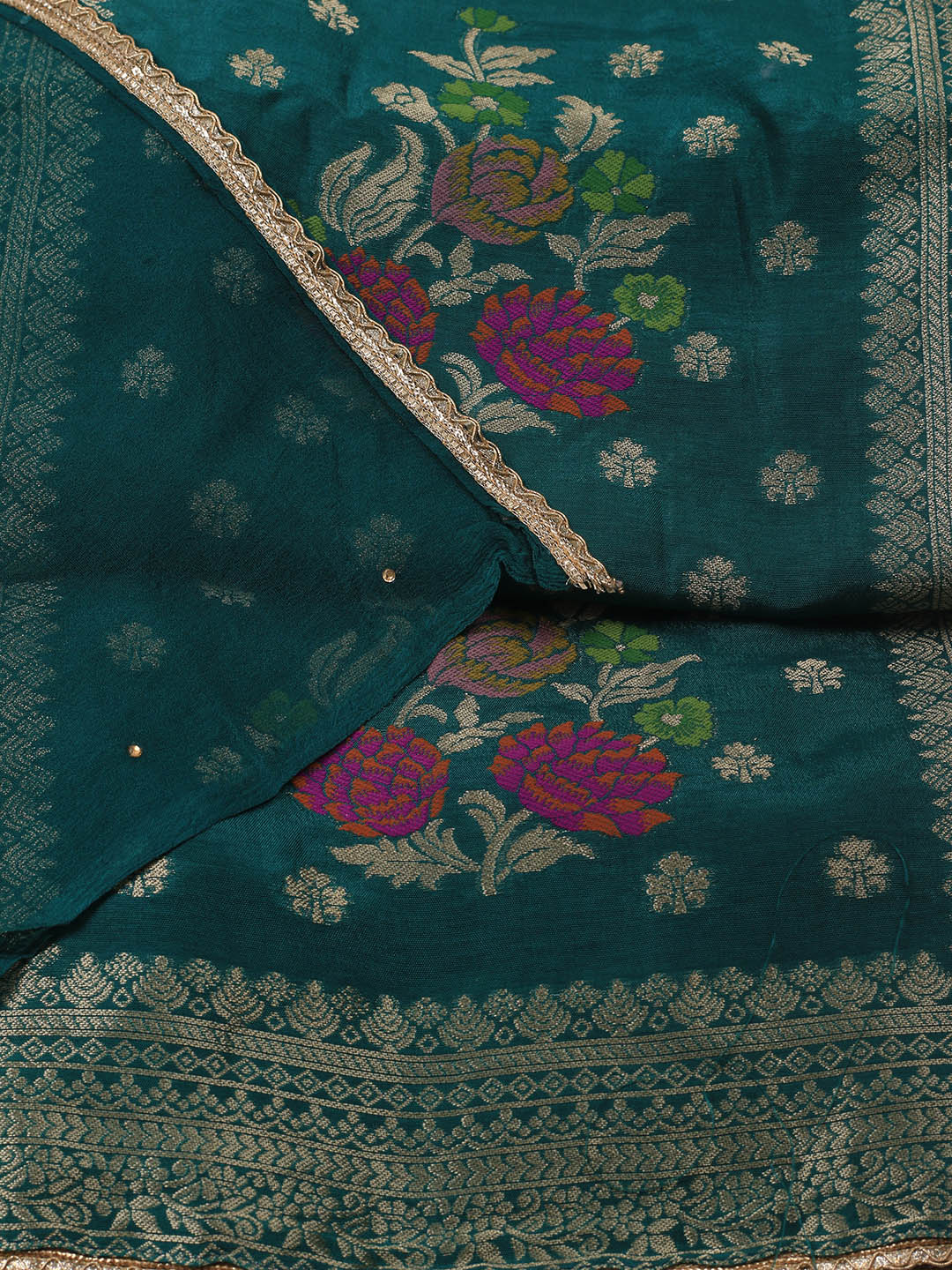 Woven Chanderi Unstitched Suit Piece With Dupatta