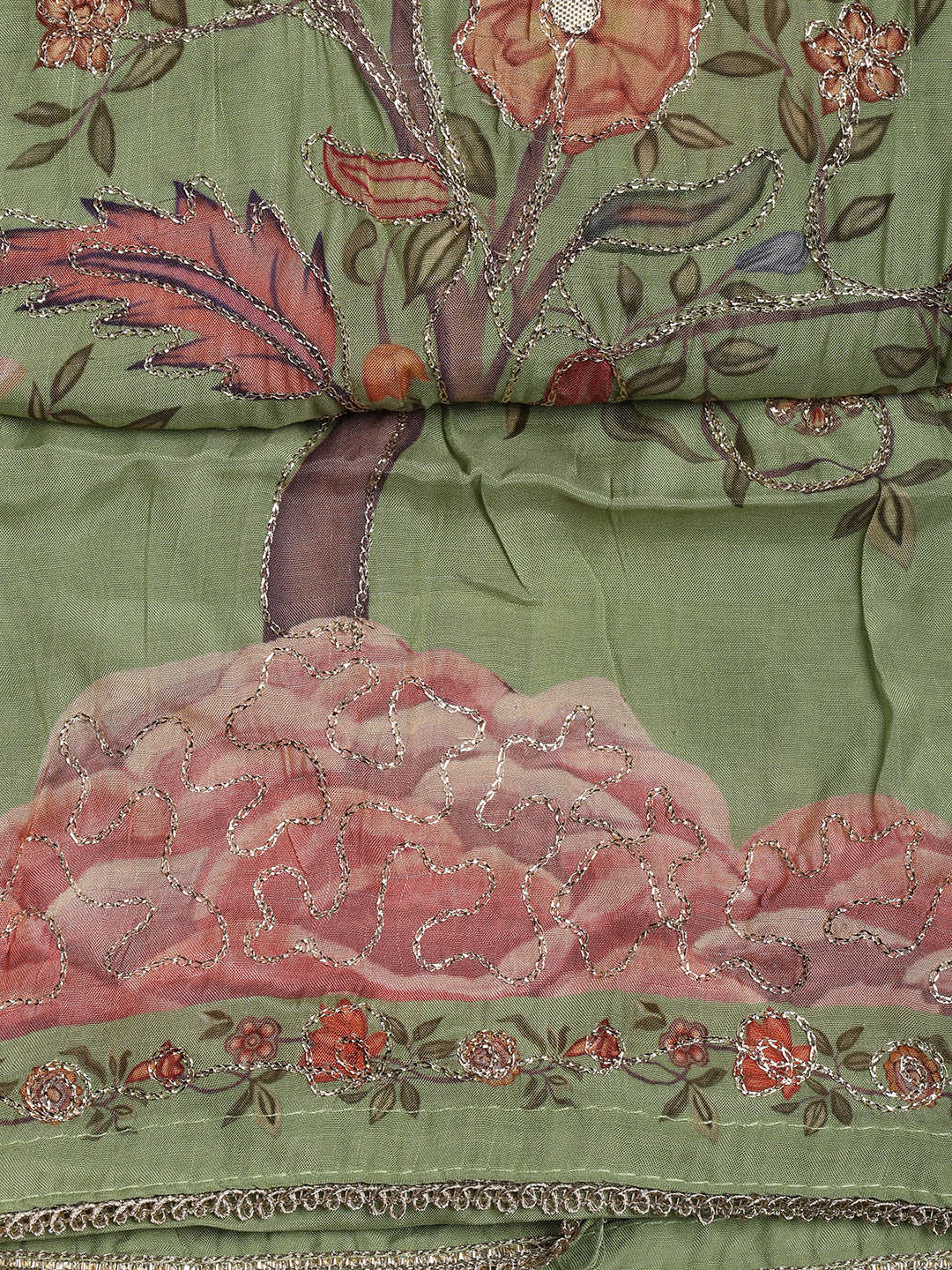 Gota Work Muslin Unstitched Suit Piece With Dupatta