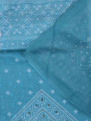 Neck Work Cotton Blend Unstitched Suit With Dupatta